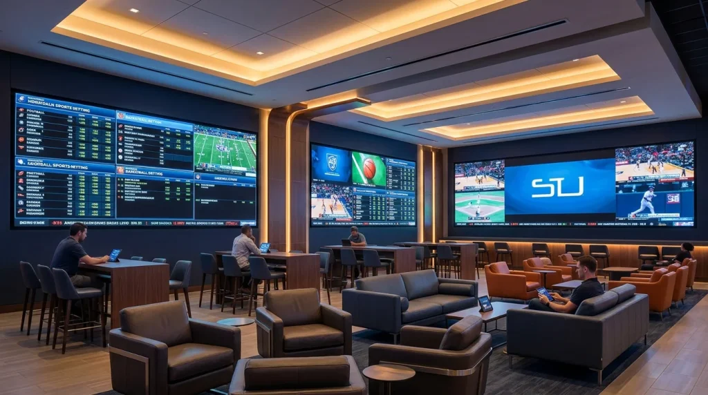 Pantallas de sportsbook mostrando cuotas y líneas de apuestas deportivas