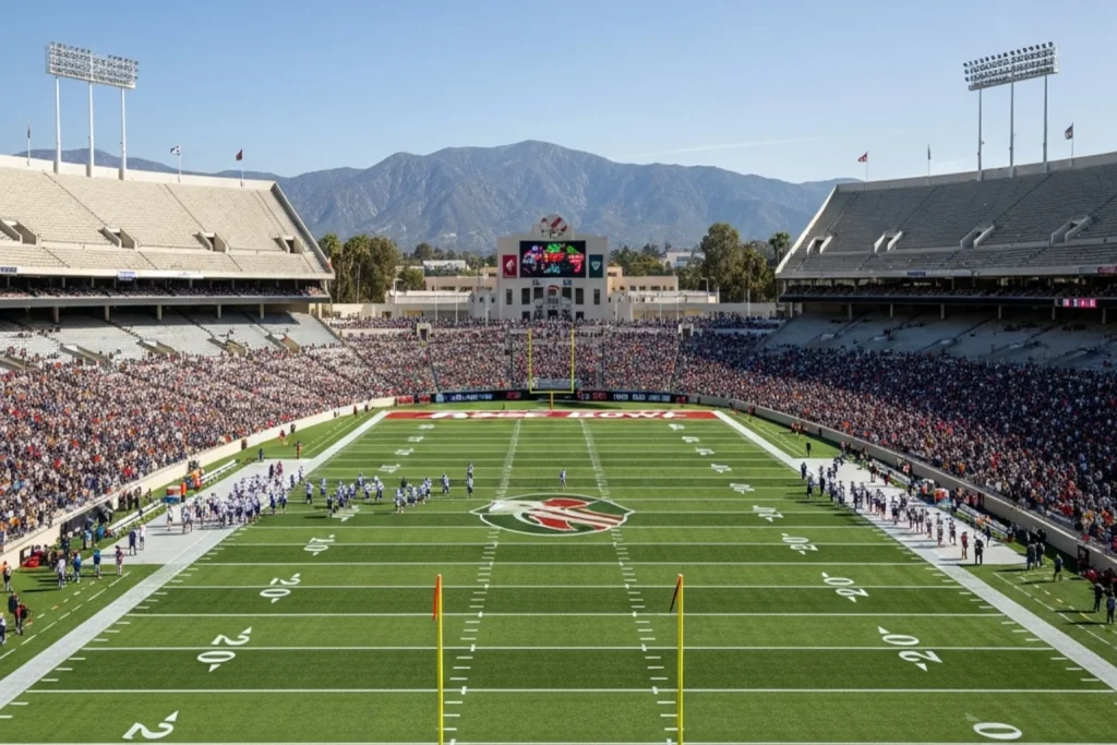 Estadio Rose Bowl en Pasadena durante partido de futbol americano universitario
